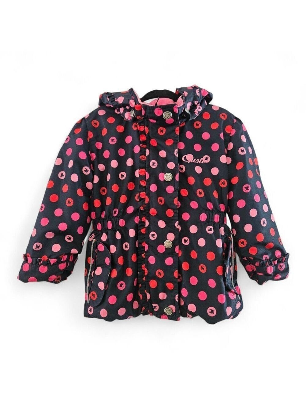 Gusti Canada Toddler Girls Polka Dot Hooded Jacket Pink Black Size 2T